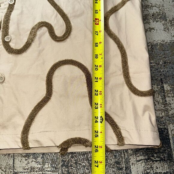 Forever 21 Men's M Shirt NWT Taupe Brown Abstract Woven Textured Short Sleeve - Picture 4 of 8
